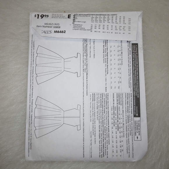 MCCALL'S M6462 EASY off the shoulder knit dress, only 5 Pattern pieces sz 4-12 - Picture 5 of 5